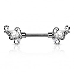 Piercing téton barbell 65 - Gris deluxe zircones