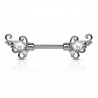 Piercing téton barbell 65 - Gris deluxe zircones