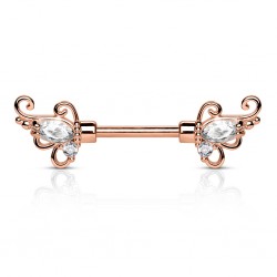 Piercing téton barbell 65 - Rose deluxe zircones