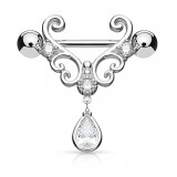 Piercing téton deluxe gris zircone pendant (69)