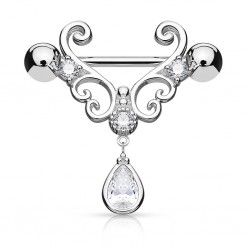 Piercing téton deluxe gris zircone pendant (69)