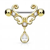 Piercing téton deluxe jaune zircone pendant (69)