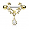 Piercing téton deluxe jaune pendentif goutte avec ornements (69)