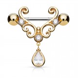 Piercing téton deluxe rose zircone pendant (69)