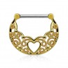 Piercing téton jaune coeurs ajourés (23)