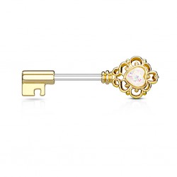 Piercing téton barbell 64 - Jaune clé opalite
