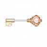 Piercing téton barbell 64 - Rose clé opalite