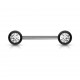 Piercing téton barbell 05 - Boules noires strass transparents