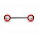 Piercing téton barbell 05 - Boules rouges strass transparents