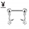 Piercing téton playboy 2 - Deux lapins pendants