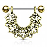 Piercing téton pétales antiques jaunes (71)