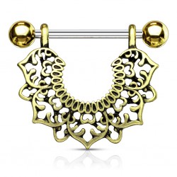 Piercing téton pétales antiques jaunes (71)
