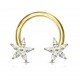 Piercing fer à cheval fleur avec cristal jaune effet gold IP (10)