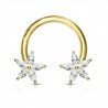 Piercing fer à cheval fleur avec cristal jaune effet gold IP (10)