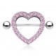 Piercing téton coeur multistrass gris strass roses (32)