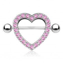 Piercing téton coeur multistrass gris strass roses (32)