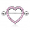 Piercing téton coeur multistrass gris strass roses (32)