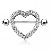 Piercing téton coeur multistrass gris strass transparents (32)