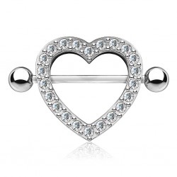 Piercing téton coeur multistrass gris strass transparents (32)