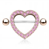 Piercing téton coeur multistrass gold-ip rose (32)