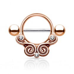 Piercing téton rose deux spirales strass (78)