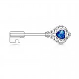 Piercing téton barbell 50 - Clé centre opale bleue