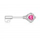 Piercing téton barbell 50 - Clé centre opale rose