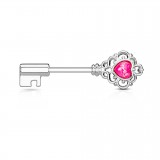 Piercing téton barbell 50 - Clé centre opale rose