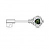 Piercing téton barbell 50 - Clé centre opale verte
