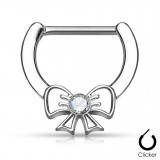 Piercing téton noeud papillon gris (45)