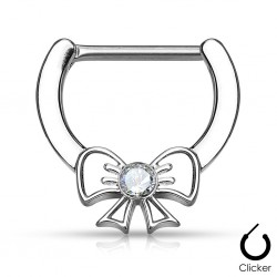 Piercing téton noeud papillon gris (45)