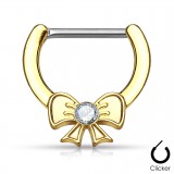 Piercing téton noeud papillon jaune (45)