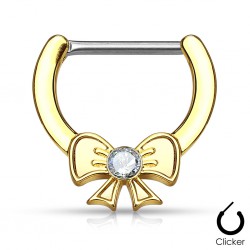 Piercing téton noeud papillon jaune (45)