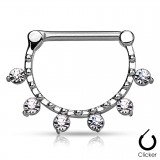 Piercing téton gris six strass transparents (43)