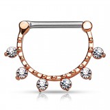Piercing téton rose six strass transparents (43)