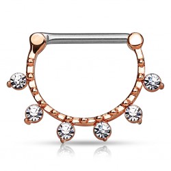 Piercing téton rose six strass transparents (43)