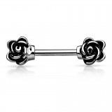 Piercing téton barbell 105 - Deux roses grises