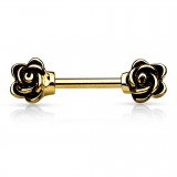 Piercing téton barbell 105 - Deux roses jaunes