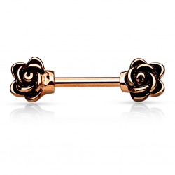 Piercing téton barbell 105 - Deux roses roses