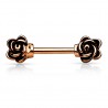 Piercing téton barbell 105 - Deux roses roses