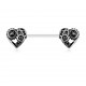 Piercing téton barbell 18 - Coeurs rouages gris