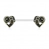 Piercing téton barbell 18 - Coeurs rouages vintage