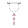 Piercing téton étoile 12 - Triple zircones roses