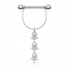 Piercing téton étoile 12 - Triple zircones transparents