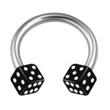 Piercing fer à cheval 26 - UV dés noirs