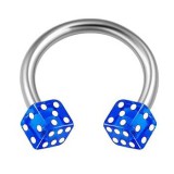 Piercing fer à cheval 26 - UV dés bleus