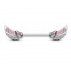 Piercing téton barbell 88 - Ailes strass roses