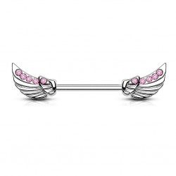 Piercing téton barbell 88 - Ailes strass roses