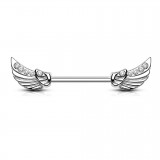 Piercing téton barbell 88 - Ailes strass transparents