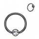 Piercing anneau 1,6mm 93 - Noir boule plate cristal